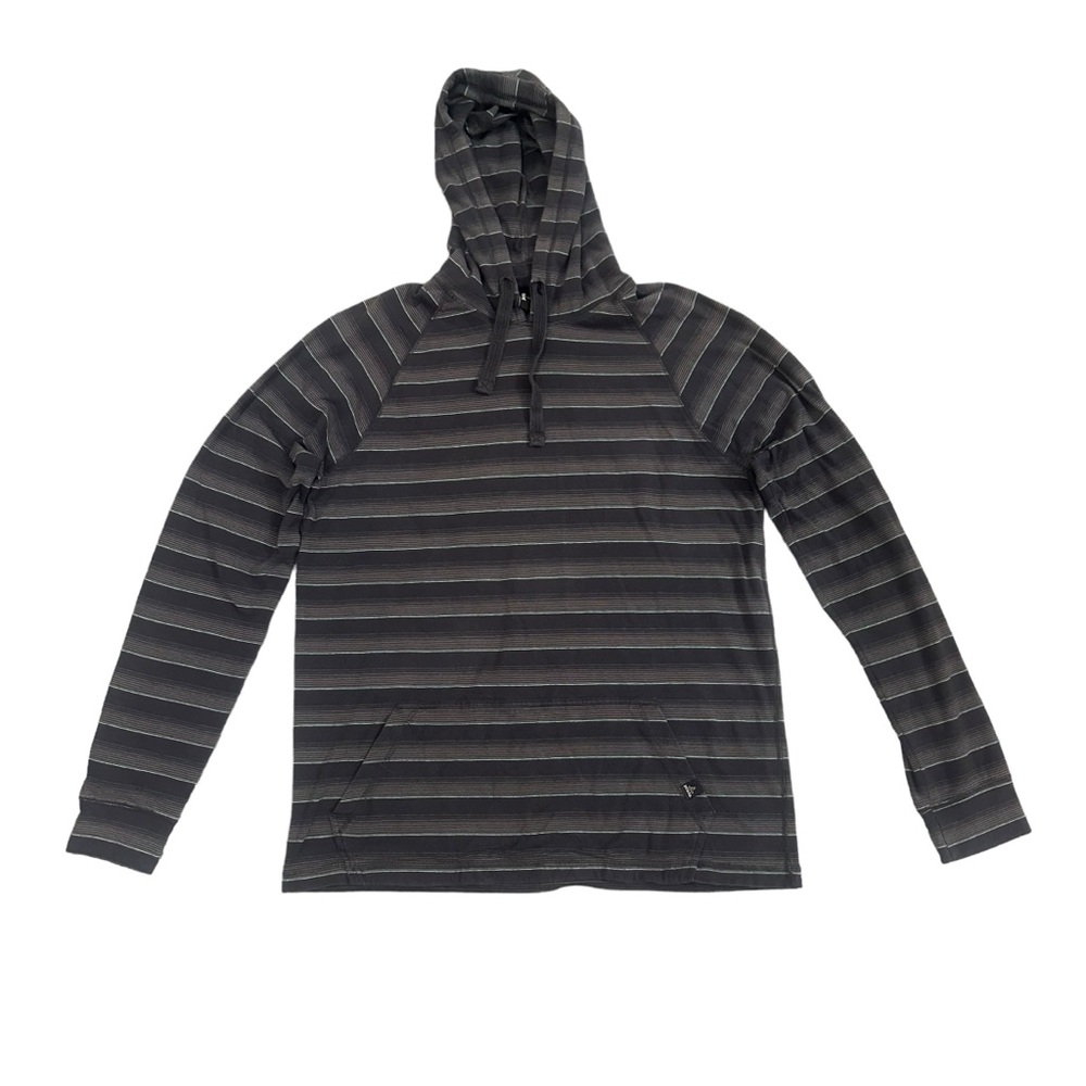 Prana Hoodie Mens Large Blue Gray Pullover Organic Cotton Outdoor Hiker